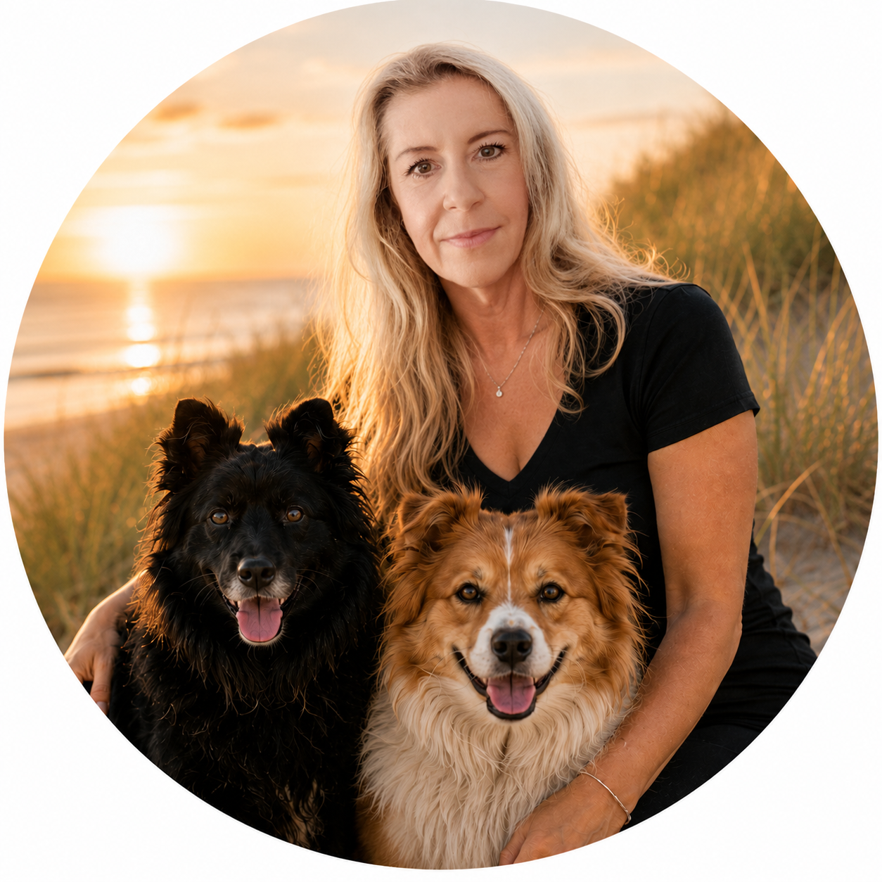Vanessa von Reise zu Dir mit ihren Hunden am Meer